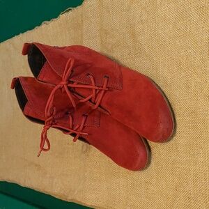 Geox Amelia St Suede Leather Women's Ankle Boots Sz 9/40EU, Scarlet, Like New